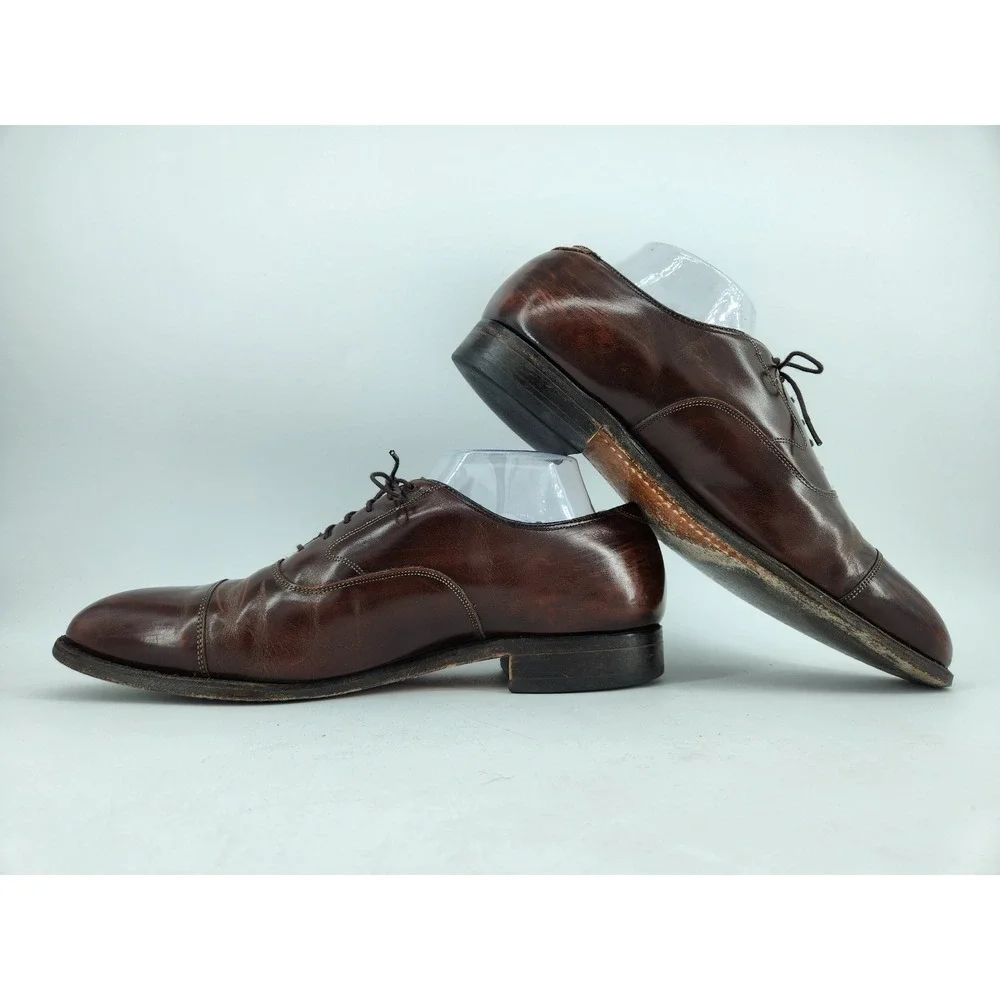 Johnston & Murphy Optima Oxford Mens 9 D Brown Leather Cap Toe Dress Shoes